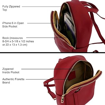 Italian Genuine Leather Women Genuine Leather Backpack Purse Travel Bag For Women - Red