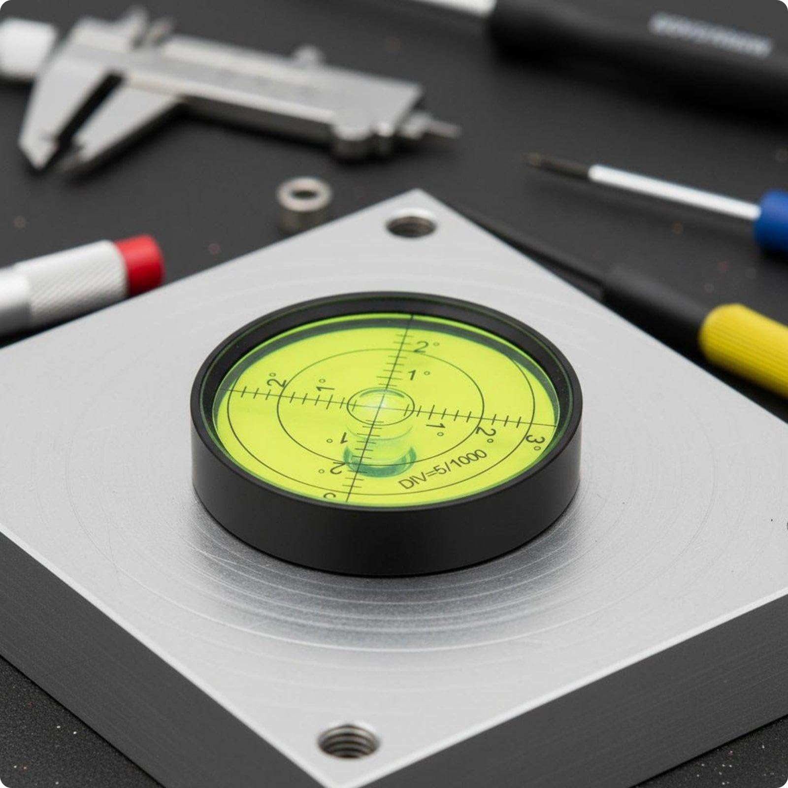 Circular Spirit Level Aluminum Alloy Round Bubble Level Universal Use Measuring Tool for Mechanics, Professionals, Machine Setup, Calibration 60x12mm Blk Grn 15-image-27