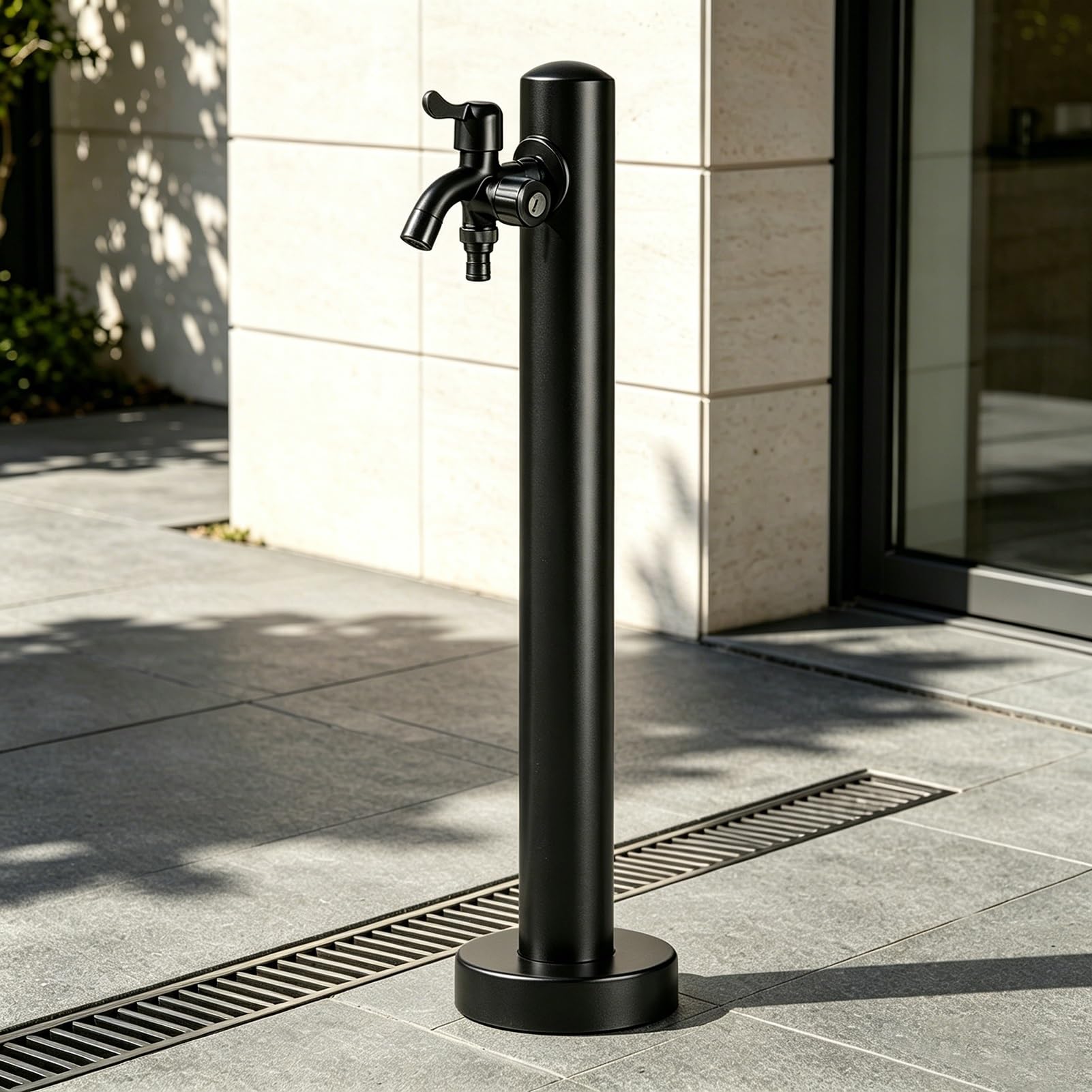 Lonmrrton B Stainless Steel Outdoor Water Faucet Column - Frost Proof Pedestal Garden Spigot With Mounting Accessories - Floor Mount Yard Hydrant For Patio Lawn Villa Poolside Washing(,Height: 60Cm/23.6In)