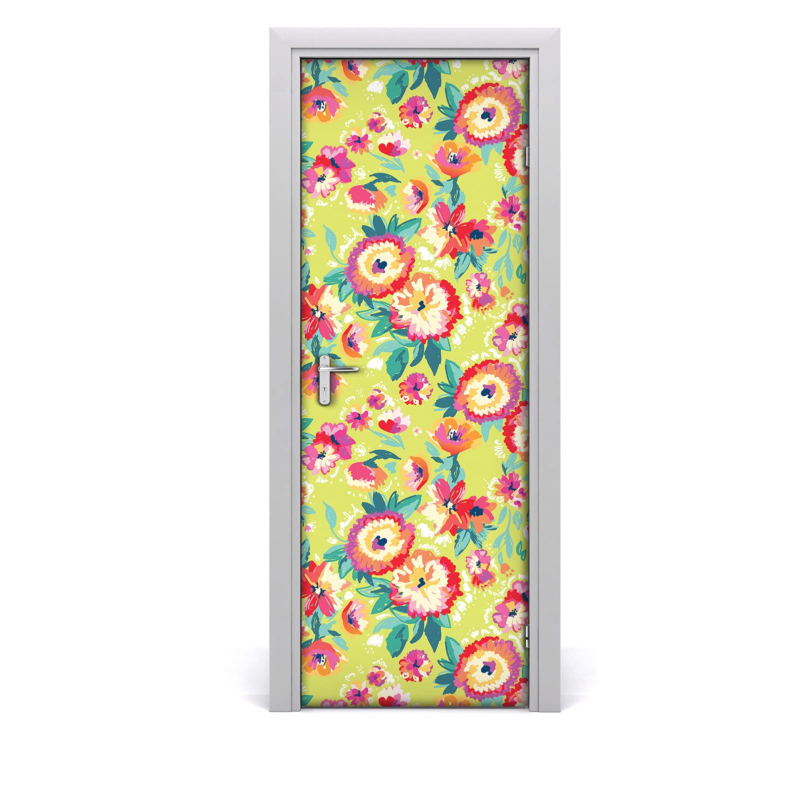 Autocollant de porte étanche et repositionnable fleurs 85x200