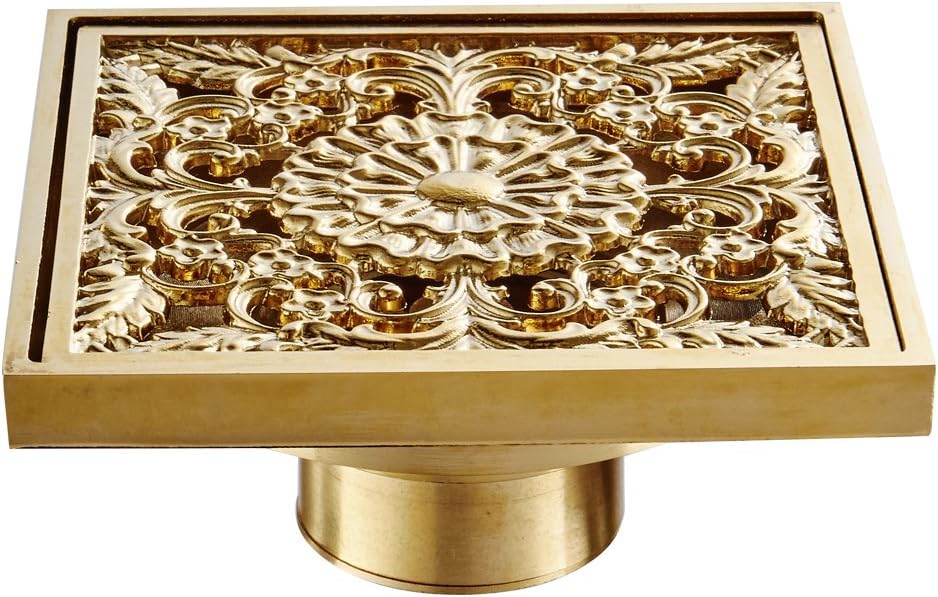 BAIANLE Gold Floor Drain Cover Bathroom Shower Toilet Brass Shower Floor Drain Deodorant Plumbing