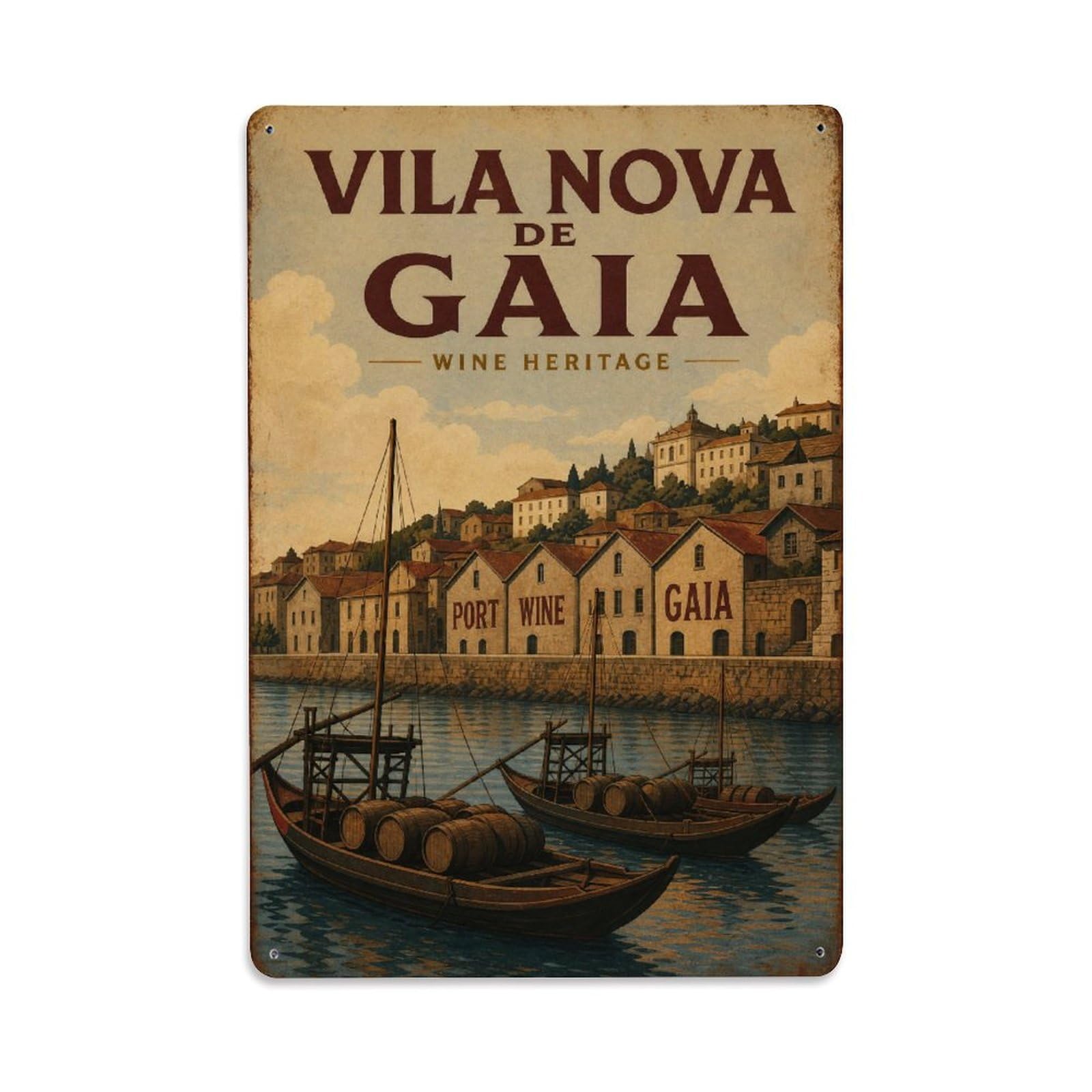 Yrnq 08X12inch Vintage Style Vintage Gaia Wine Lodges Riverside Cellars Portugal Metal Tin Sign