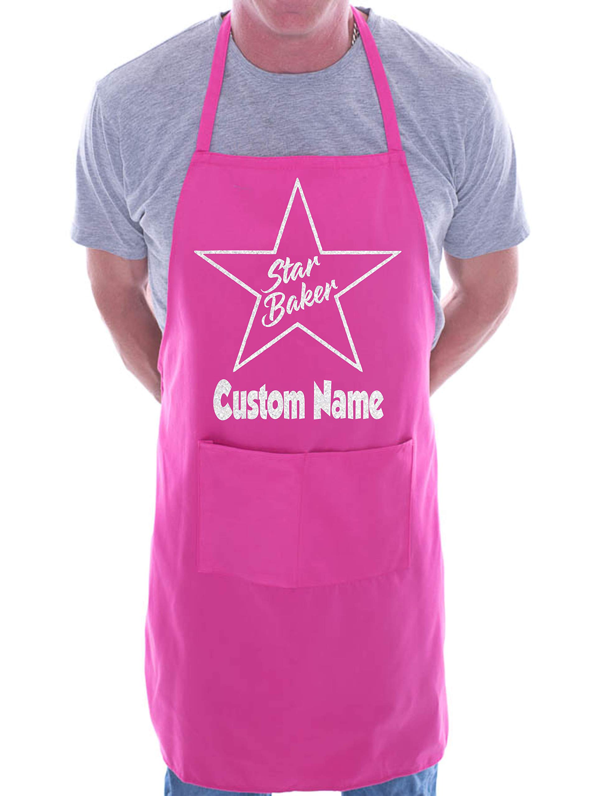 Print4U Star Baker Put Custom Name Here Personalised Chef BBQ Apron Pink