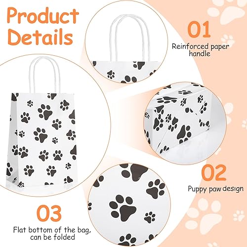 Miniatura 7 de Geyoga 100 bolsas de regalo de pata de perro con asas, bolsas de golosinas reutilizables a granel para perros y mascotas, recuerdos de fiesta de 5.9