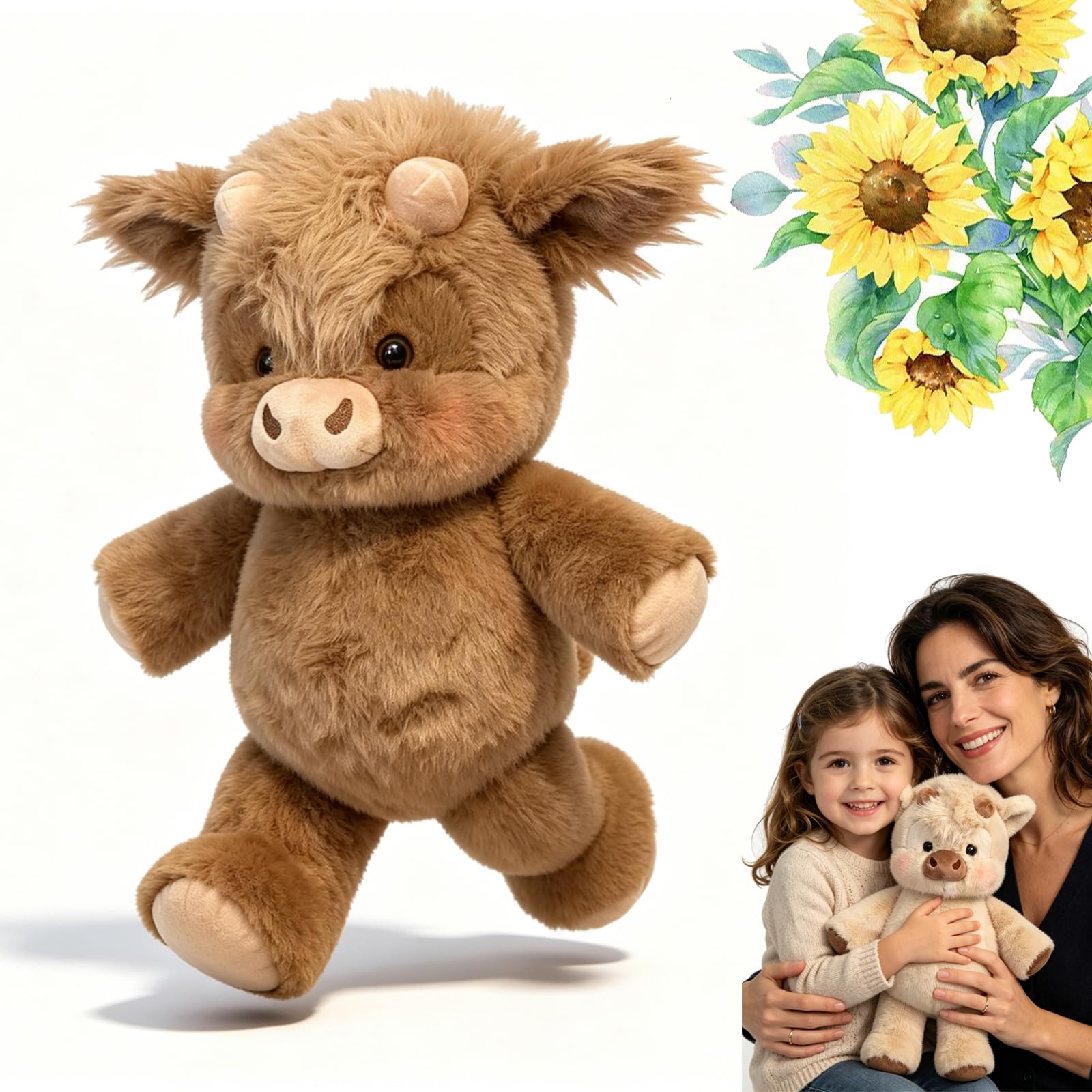 GXHNB Running Cow Plush 45/60cm, Running Plush for Stress Relief and Emotional Support, Cute Running Sheep Cuddly Toy Stuffed Animal Home Decor for Girls, Boys, Men and Women (Vache-brune,60cm) — image 1