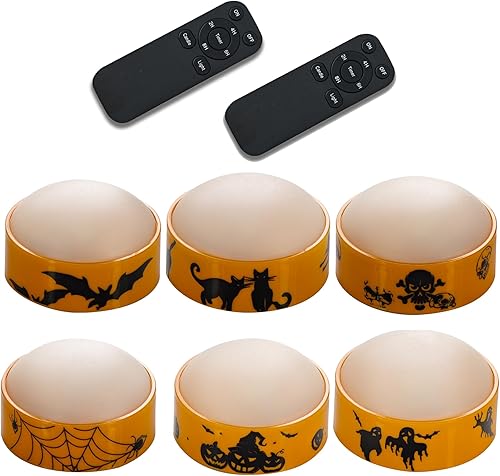CANDLE CHOICE Luces LED de calabaza de Halloween con temporizador remoto, brillantes y parpadeantes, funciona con pilas, velas eléctricas sin llama