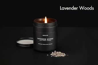 Lavender & Wood Scented Candle, Candle for Men | Father Day Gift, Soy Wax, 50H Burn Time