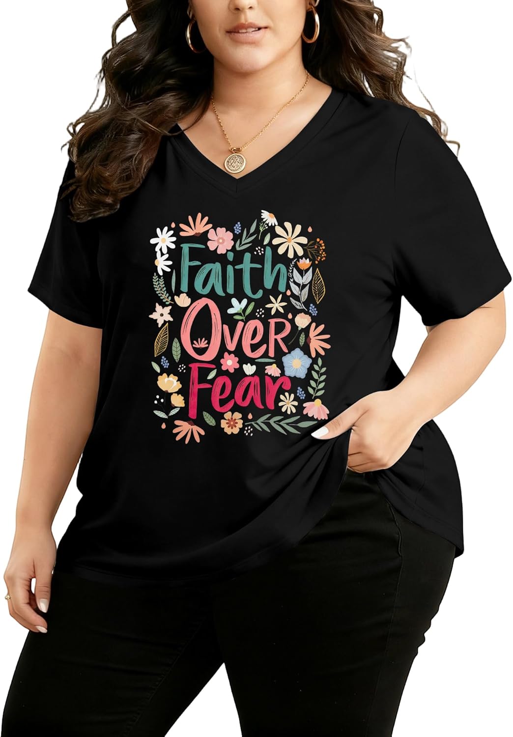 Plus Size Christian Shirts for Women God Shirt Jesus Religious Faith Tshirts Bible Verse Top Inspirational Graphic Tee