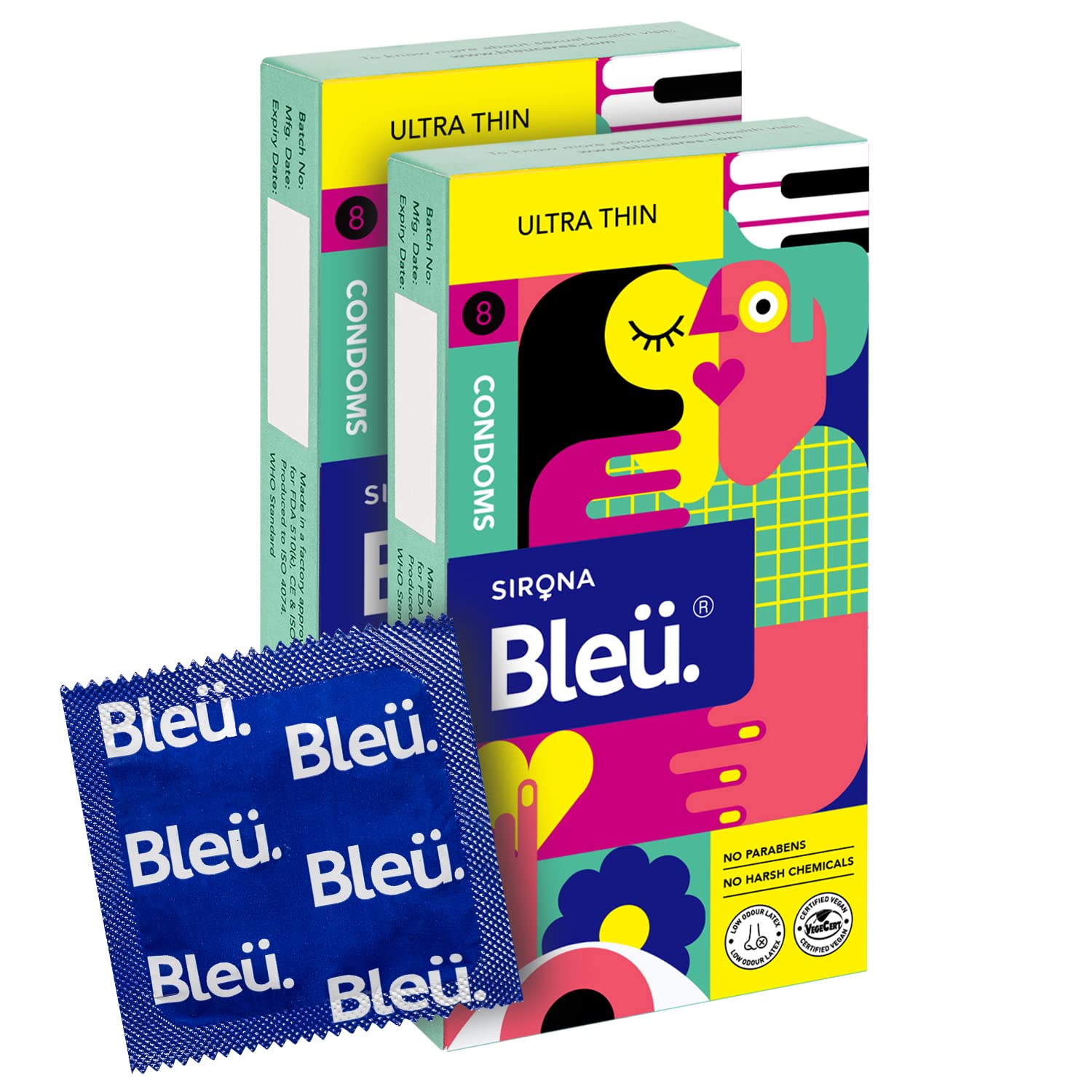 Bleu Ultra Thin Condoms for Men - 8 Count (Pack of 2) | Vegan, Toxin Free & 100% Natural Latex for Extra Sensitive Skin, Reduced Itchiness & Irritation-picture-21