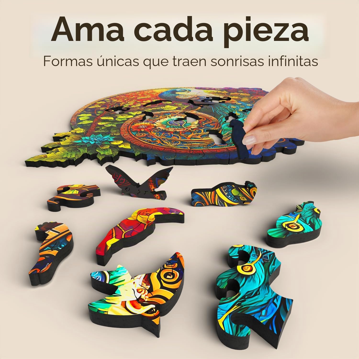Crafthub Puzzle de Madera de Animales – A3 Animal Rompecabezas para Adultos – Pavo Real – Formas de Rompecabezas únicas – 127 Piezas – 26.9cm x 27.3cm