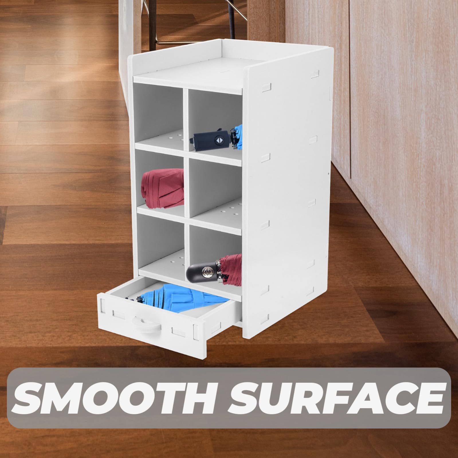 IMIKEYA Portaombrelli da Ingresso in Legno Bianco, Design Multi-griglia | Struttura da Terra, Lavabile e Facile da Pulire, per Casa e Uso Commerciale