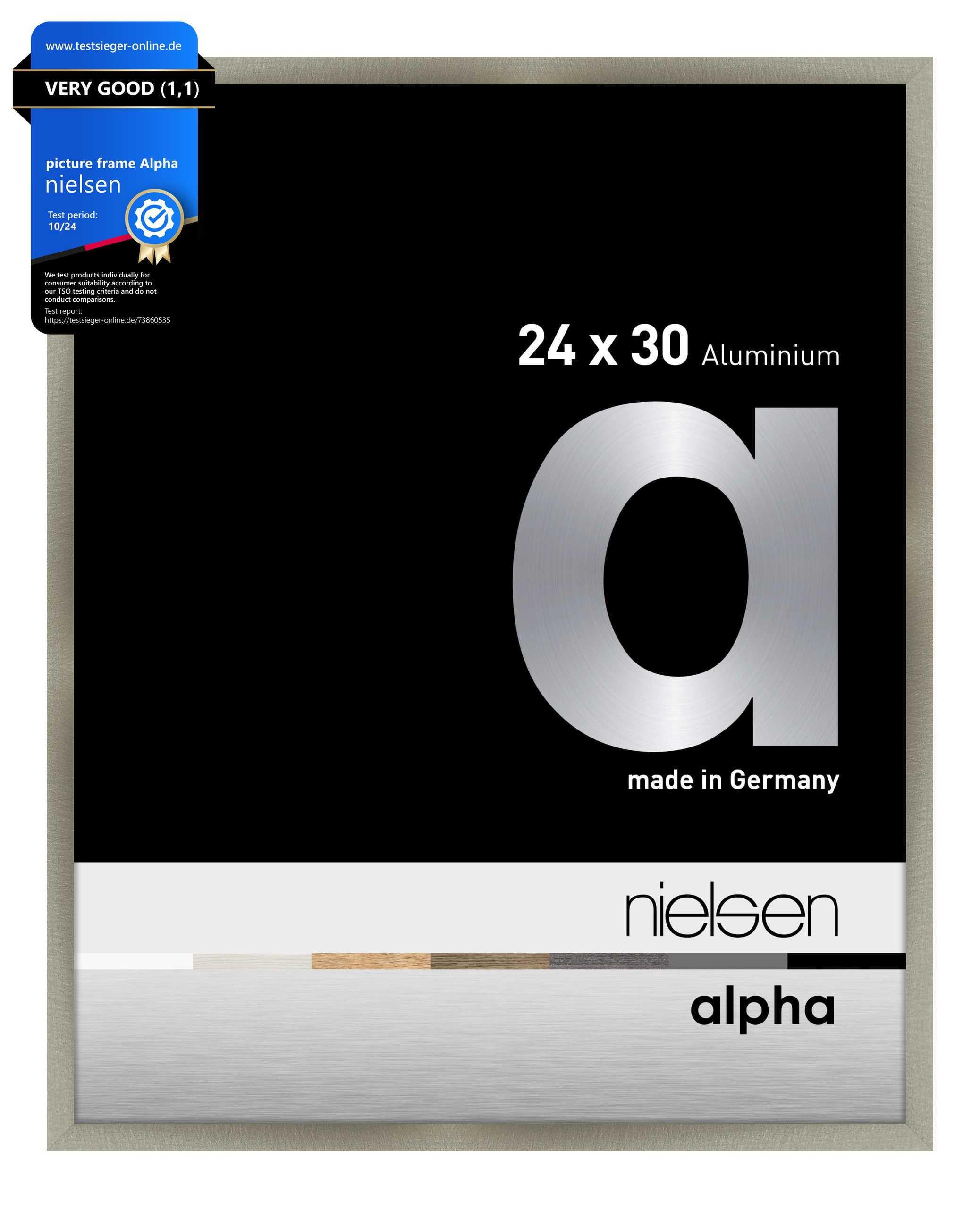 nielsen aluminium picture frame Alpha, 24x30 cm, brushed stainless steel — image 1
