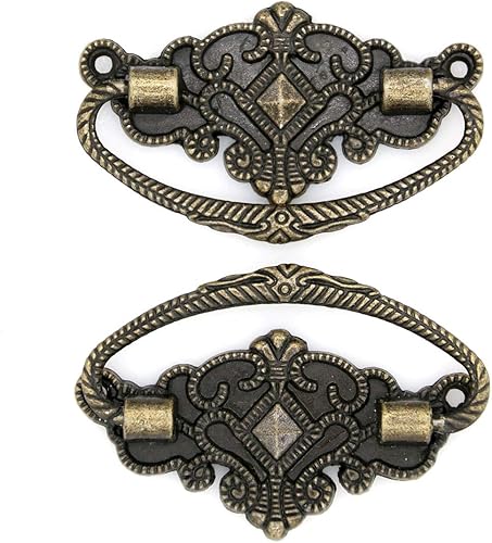 Vista 5 de LXZ 6 tiradores vintage de latón antiguo para armario de cajones de madera, longitud 2.8 pulgadas (2.8 in) y altura 1.7 pulgadas (1.7 in)