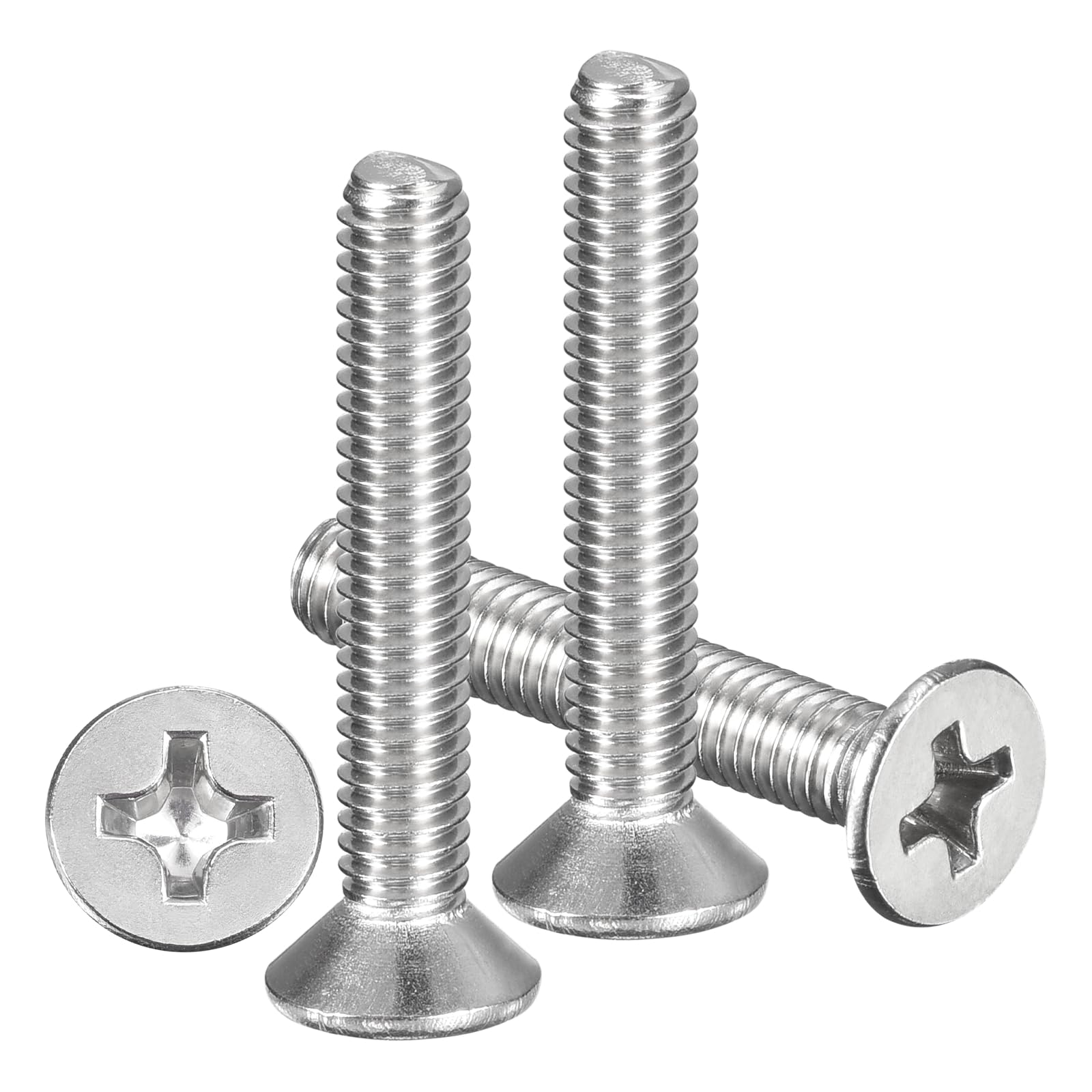 METALLIXITY Phillips Flat Head Machine Screws Bolts (M4-0.7x25) 100Pcs, Stainless Steel 304 Countersunk Cross Screws - for Household Indoor Maintenance Installment DIY, Silver โ image 1