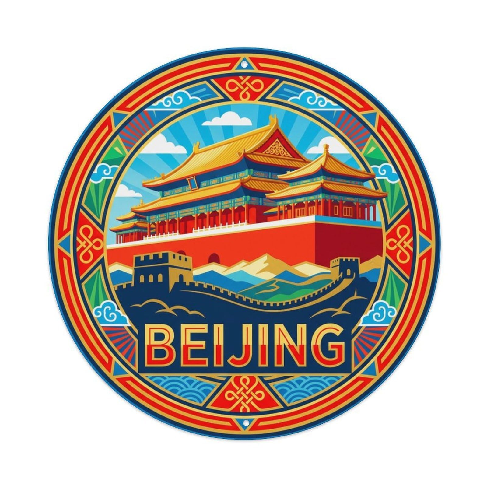 Vintage Travel China Beijing Metal Tin Sign