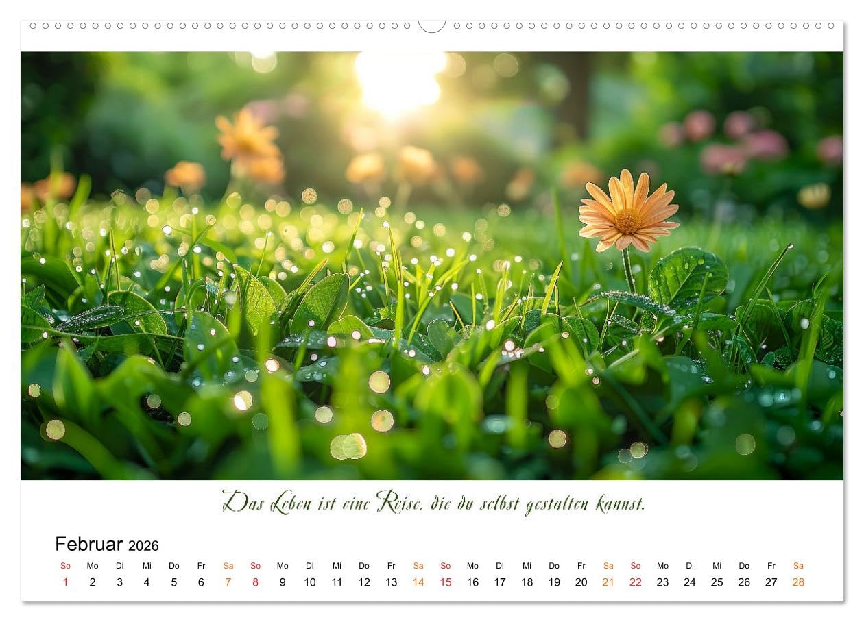 Freu Dich Motivations-Kalender (hochwertiger Premium Wandkalender 2026 DIN A2 quer), Kunstdruck in Hochglanz: Blumen und Positivität, Inspiration und Lebensfreude. (CALVENDO Menschen)