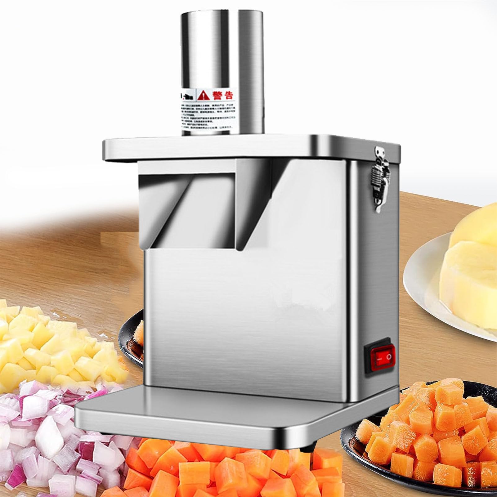 Tagliaverdure Tagliaverdure Elettrico Tagliaverdure Chopper Robot da Cucina Commerciale 250W Professionale Veggie Robot da Cucina Commerciale Taglierina Multifunzione con 5 Lame in Acciaio I
