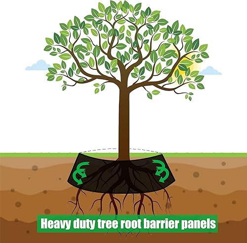 Miniatura 4 de Barrera de raíz de árbol, barrera de raíz de árbol de 24 pulgadas, barrera de bambú resistente que protege aceras, carreteras y calzadas de 20 pies