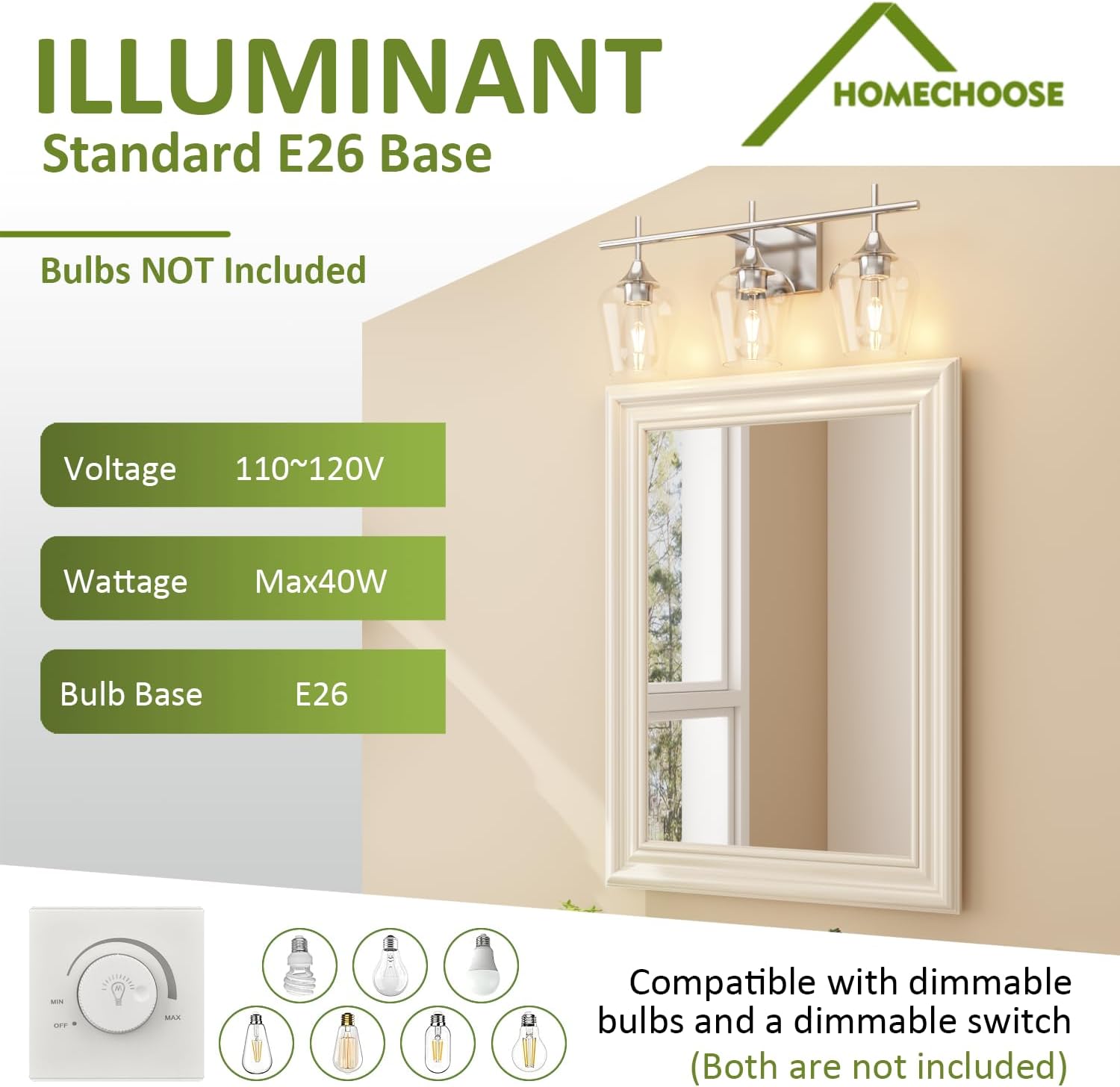 Vanity Bathroom Light, 3-Light Bathroom Light Fixtures Over Mirror, Silver Vanity Lights for Bathroom with Clear Glass, Modern Wall Lamp for Cabinet Hallway, Bedroom