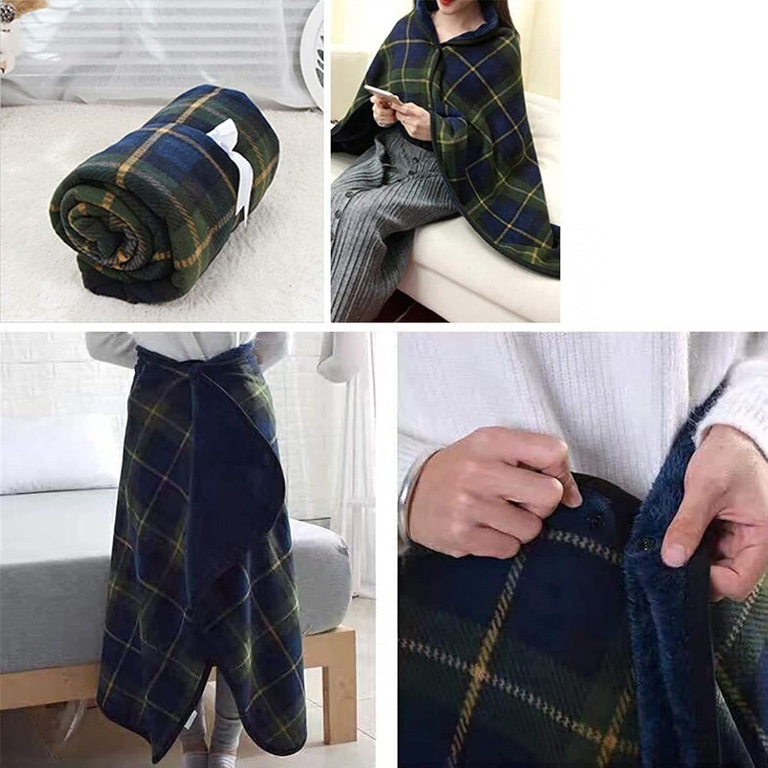 膝カバー、ウェアラブル肥厚肥厚老人ショール車椅子ボタン付きスーパーソフトぬいぐるみ車椅子ブランケット、暖かいギフト用