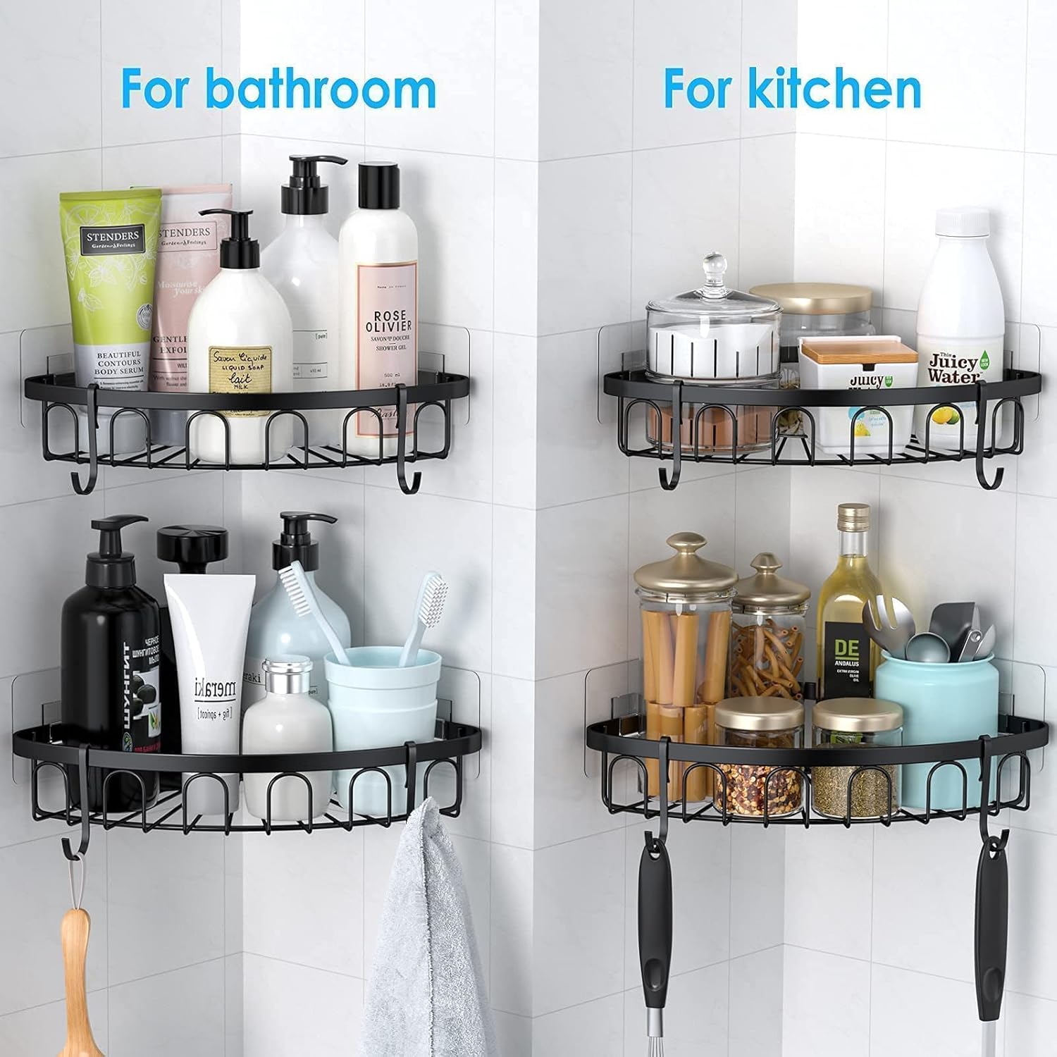 Buy stusgo Black Corner Shower Caddy Adhesive Shower Caddies US304