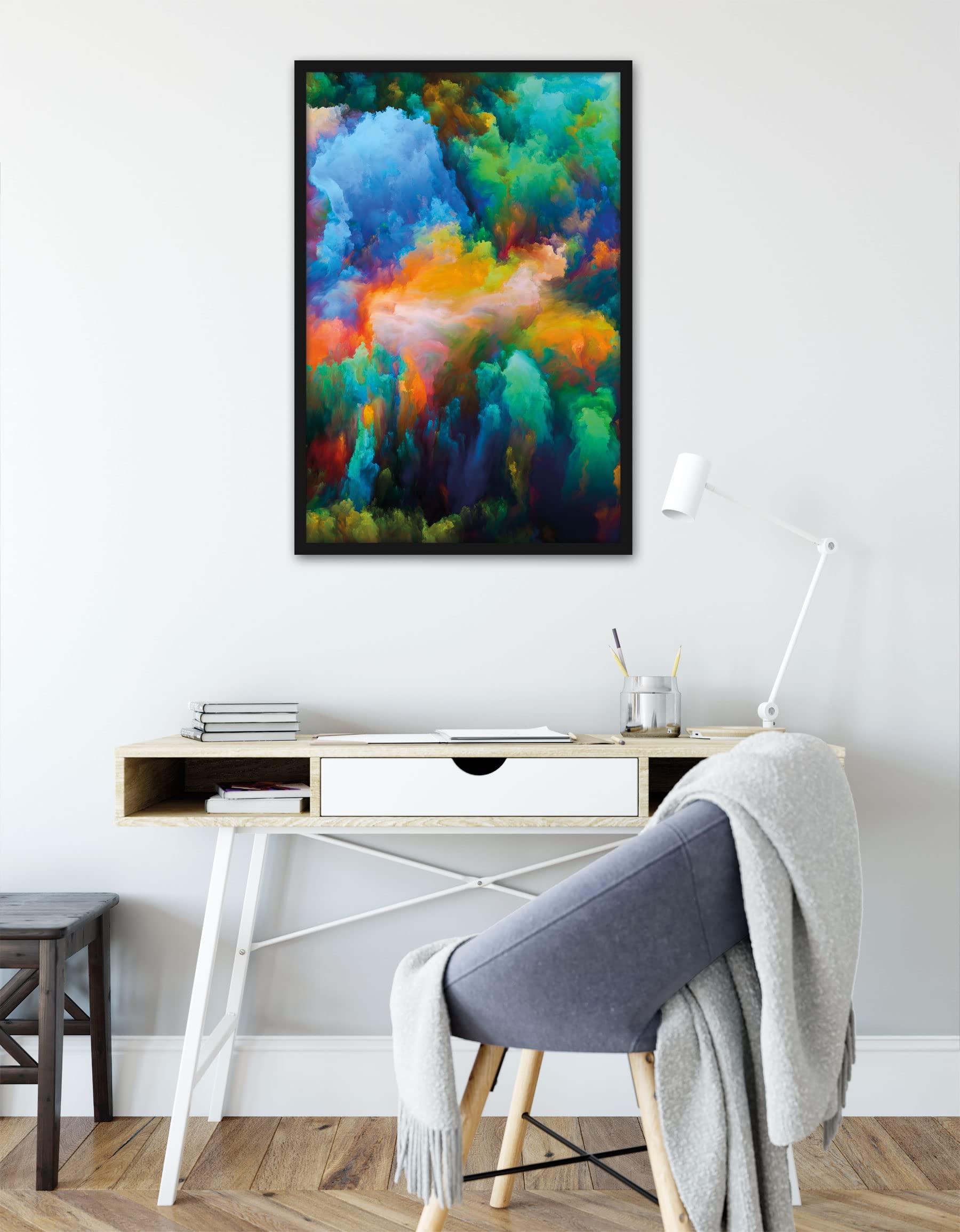 Farbflash Holi - Poster con cornice, 100 x 70 cm, stampa artistica incorniciata
