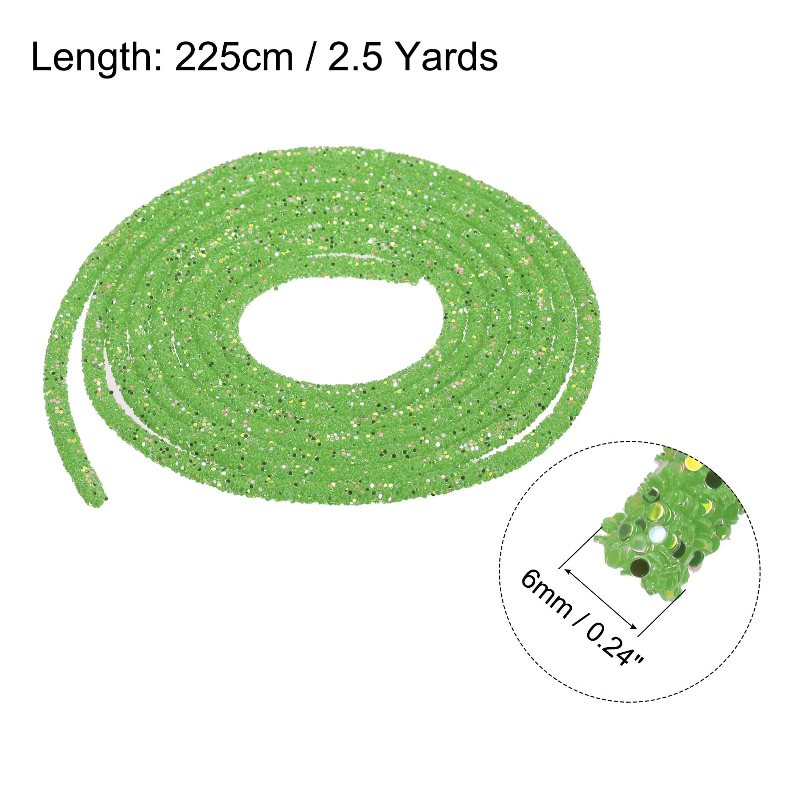 sourcing map 5 Yard 6mm 0.24 inch Glitter Sequins Rope Sequins Rhinestone Tube Cord for DIY Wedding Dresses Costume Clothing Shoes Jewelry Accessory Clear White — view 166