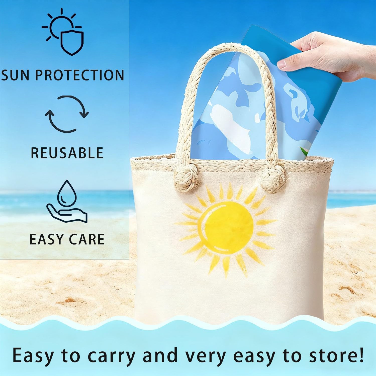 Cartoon, Strand, Sommer, Weiße Wolken Strandtuch 200 x 145 cm – Saugfähiges Schnell trocknendes Strandtuch Surfbretter, Meeresschildkröten, Blauer Himmel für Campen, Picknick, Ausflüge
