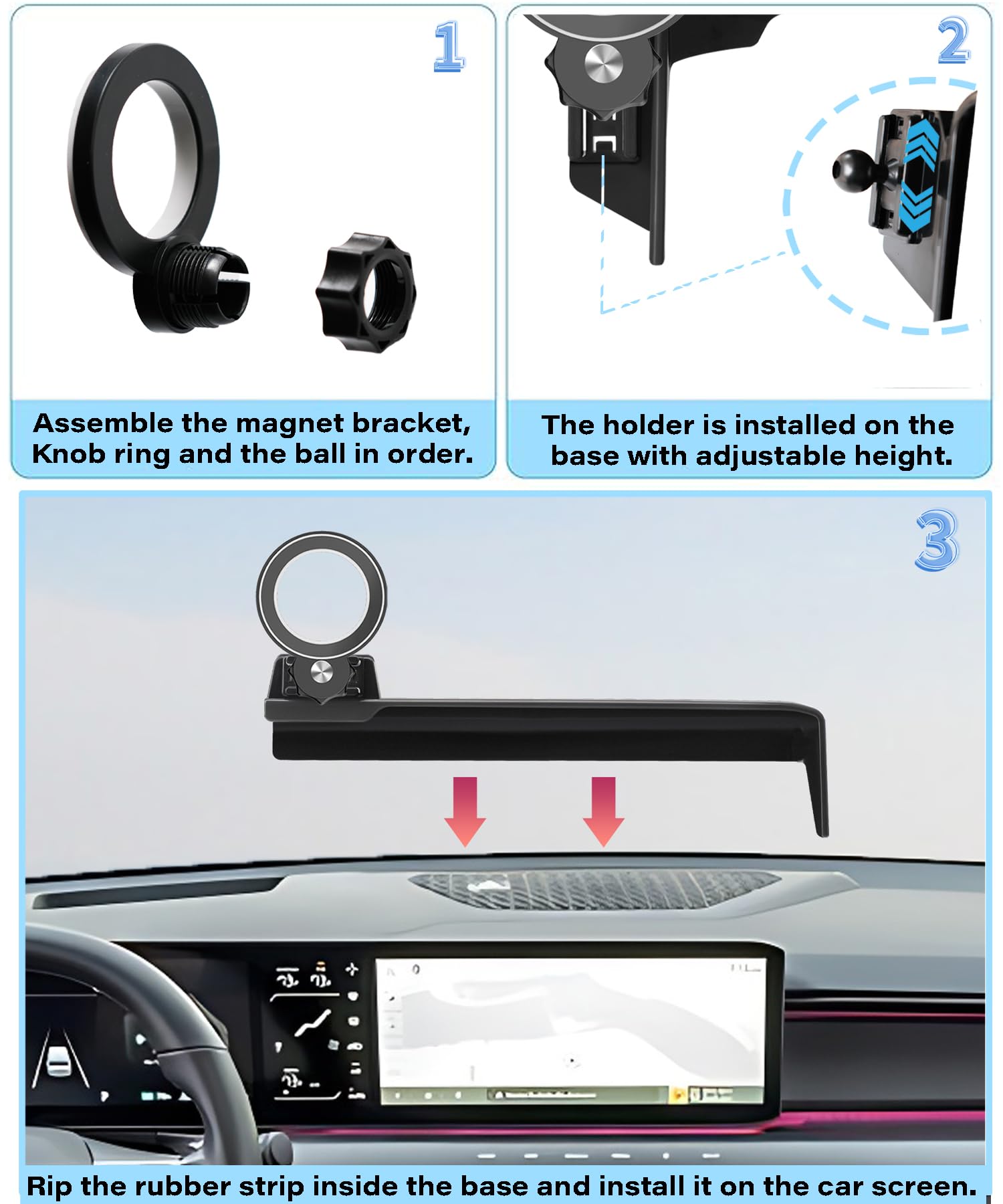 Soporte para teléfono de coche para Kia EV9 2024, 2025, 2026, accesorios aplicables a pantalla táctil de 12.3 pulgadas, clip fijo, soporte Magsafe para teléfono celular, manos libres