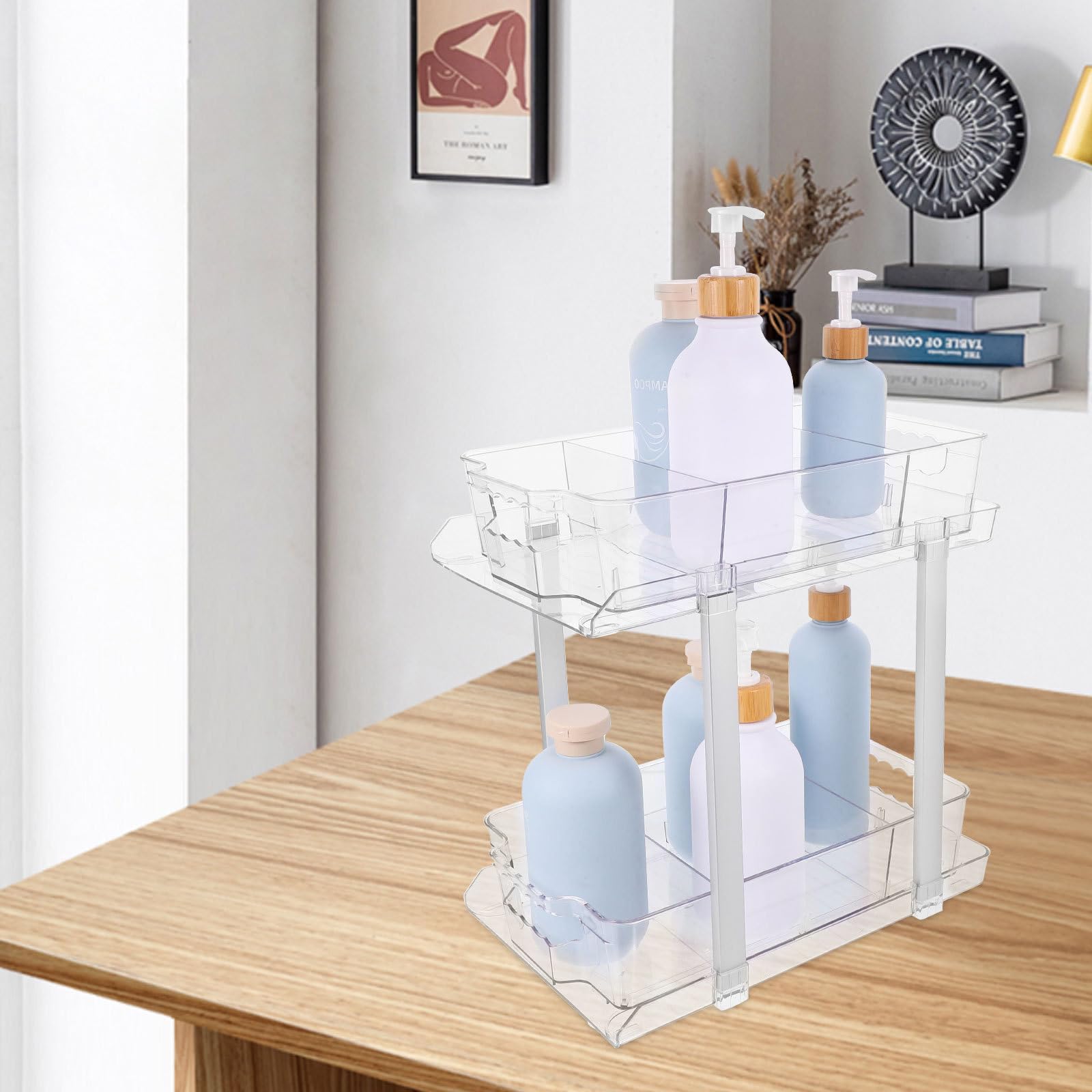 minkissy Unterspülbecken aus Acryl Organizer mit 2 Ebenen für Badezimmer