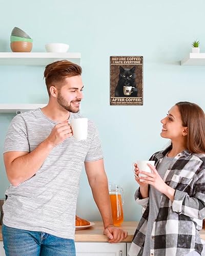 Miniatura 2 de ALKB Cartel de café con texto en inglés "Before Coffee I Hate Everyth" con texto en inglés "Before Coffee I Hate Everyon", decoración de barra de