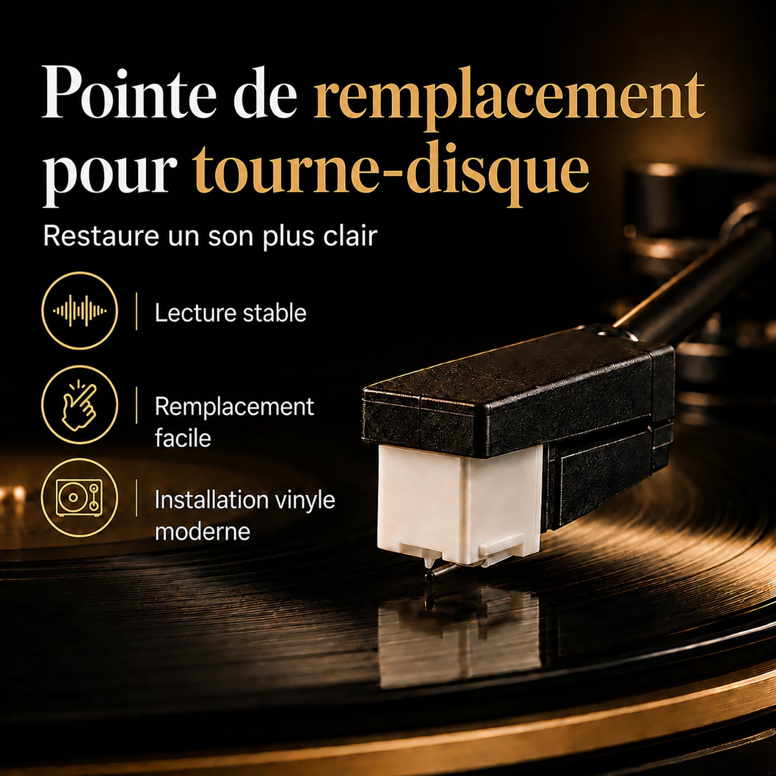 Stylet de Remplacement Compatible AT3600L, Aiguille Diamant pour Platine Vinyle, Accessoire Hi-Fi pour Tourne-Disque LP