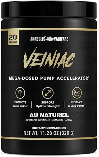 Anabolic Warfare Veiniac - Suplemento activador de bomba muscular sin estimulantes antes del entrenamiento con L-citrulina, betaína anhidra y