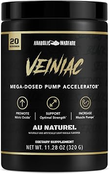 Anabolic Warfare Veiniac Muscle Pump Activator Supplement Stimulant Free Pre-Workout with L-Citrulline, Betaine Anhydrous, Added AGMassTM, Increases Nitric Oxide*, Natural 20 Servings