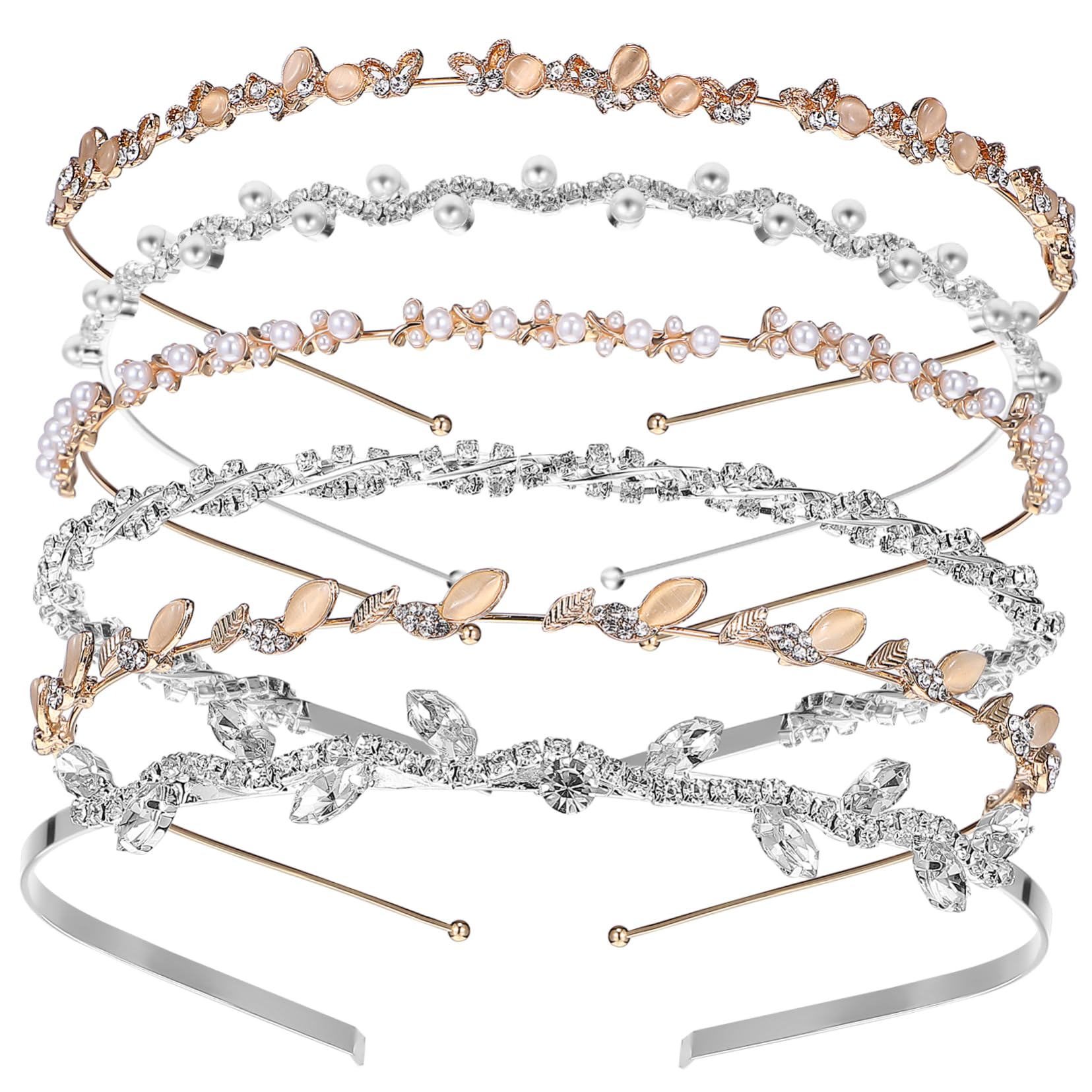 VICASKY 24 Pezzi Cerchietti Sposa con e in Cristallo Fasce Bridal per Matrimonio Addio Nubilato Accessori Cerimonia Oro