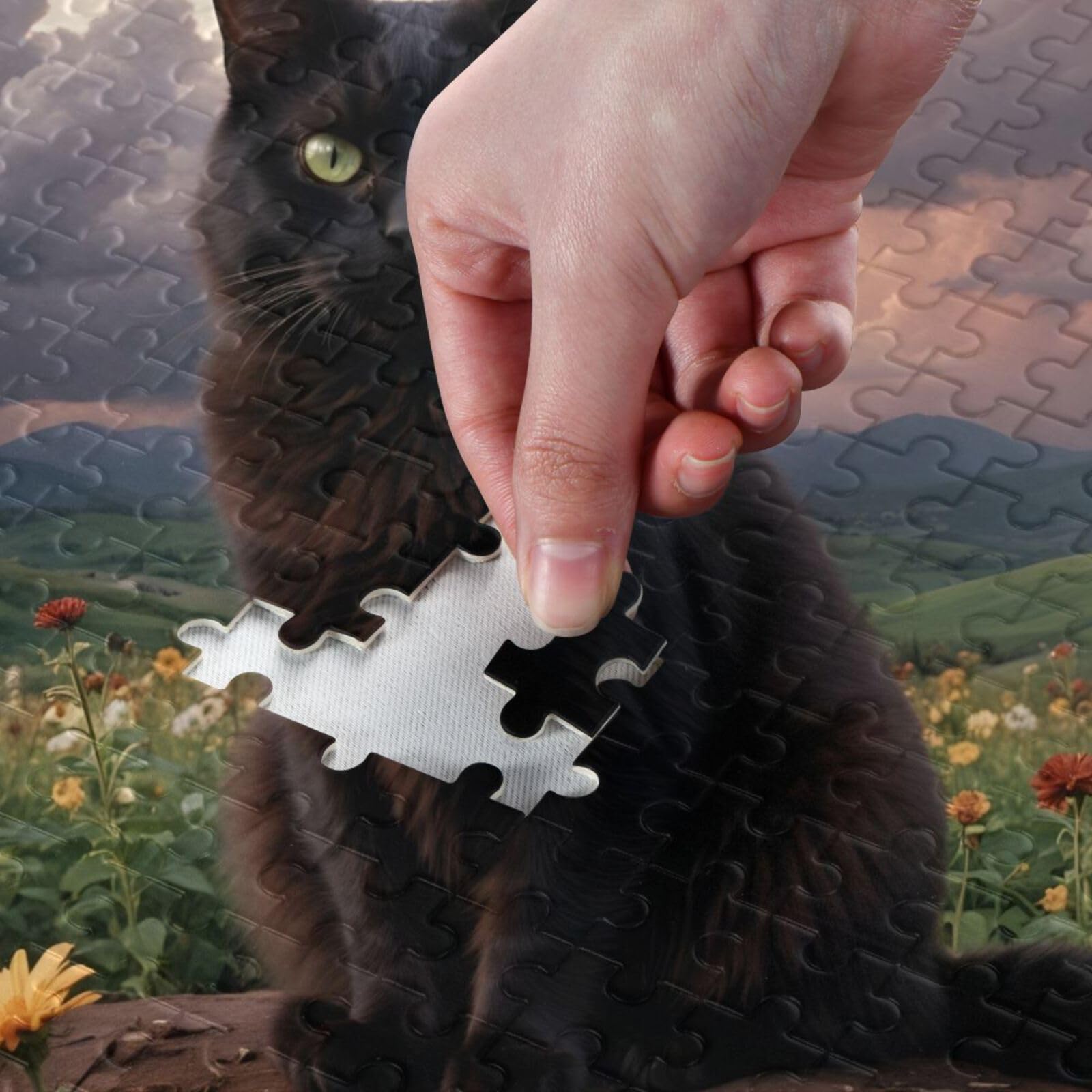 KYZSXZ Wild Black Cat Jigsaw Puzzle for Adults 500 Pieces, Zigsaw