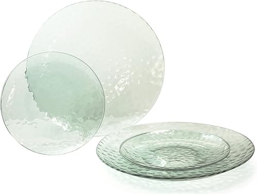 "Ocasiones" Paquete de 50 platos (25 invitados) - Juego de platos de plástico desechables para fiestas de boda de peso pesado, cena de 25 x 10