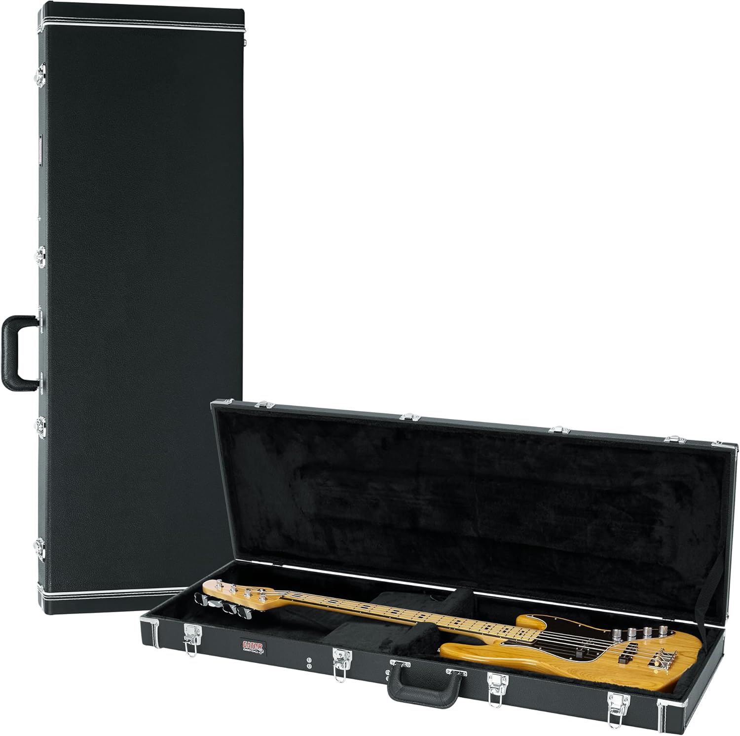 Gator Cases Deluxe Wood Case for Bass Guitar, Fits Standard Style Jazz & Percision Bass Guitars (GW-BASS)