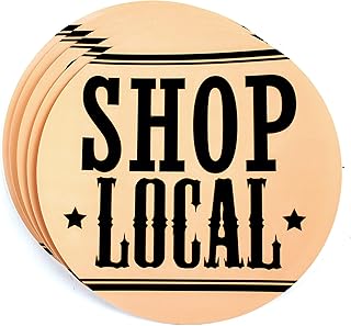 5 Pack - Shop Local Small Business in-Store Display Signage - 6.5 Inch Round Extra Large Sticker Sign