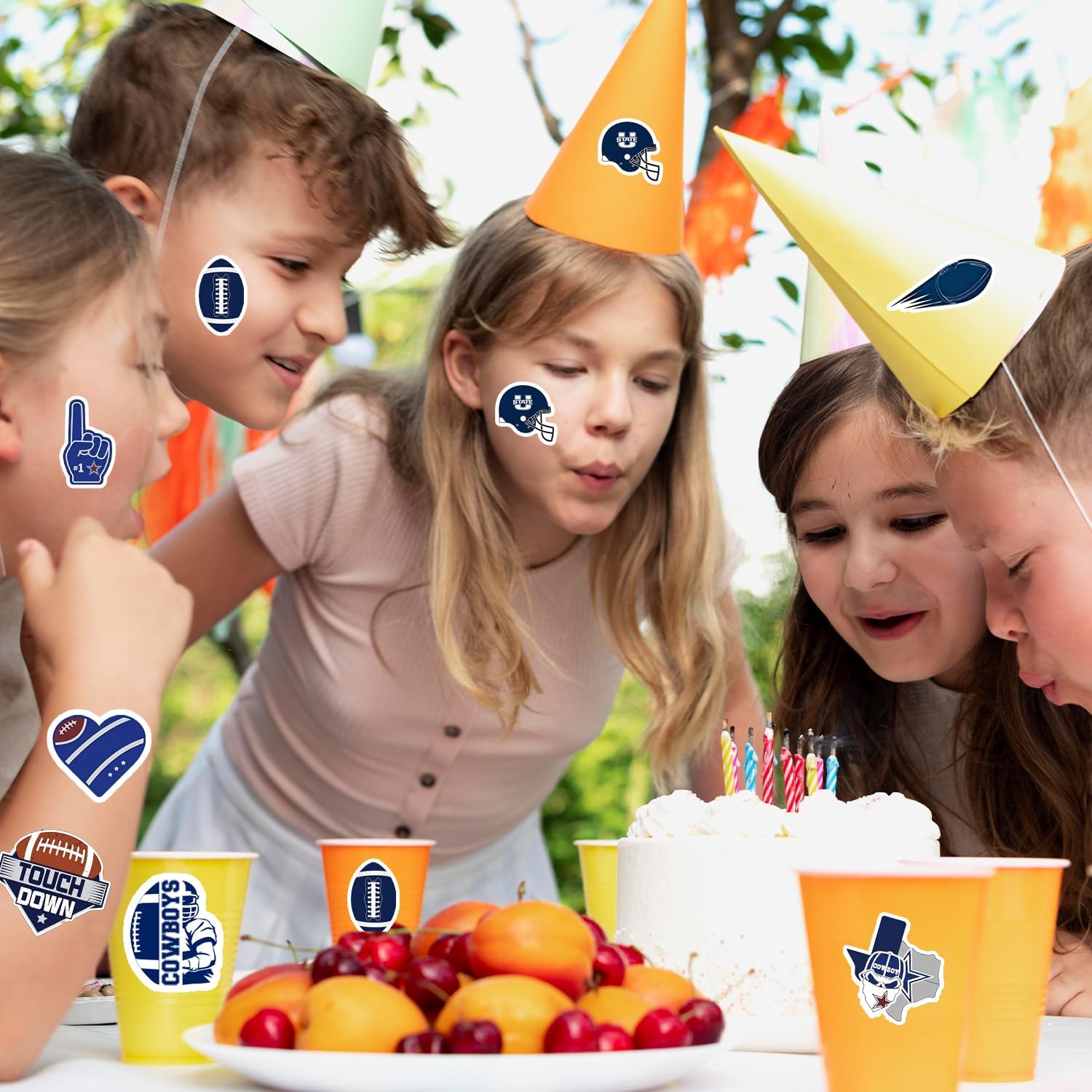 Cowboy Football Stickers 55 Pcs American Cowboy Rugby Stickers, Blue Dallas Football Birthday Party Favors Dallas Soccer Themed Party Supplies Decorations for Sports Game Sport Team Gifts - Image 7