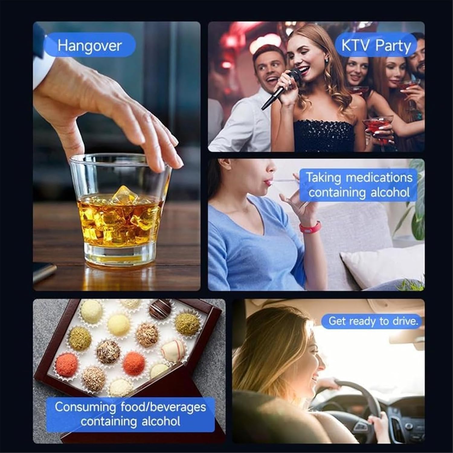 Handheld Digital Alcohol Breathalyzer, LCD Display, 0-2.0G/L Range, 3-Color Indicator, Reusable for Parties