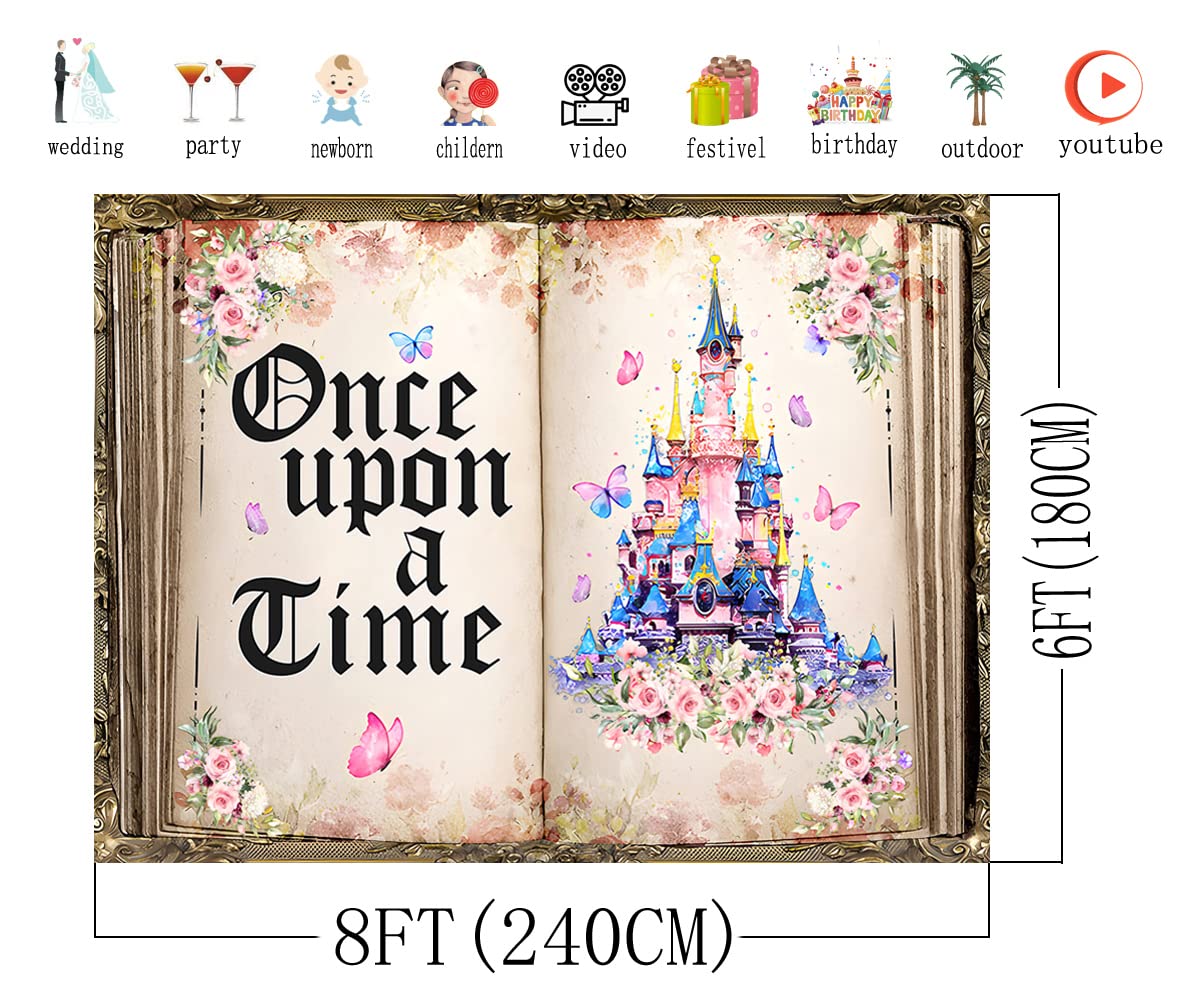 AIIKES Fondale fotografico con libro di fiabe, 2,8 x 1,8 m, sfondo per la decorazione di nozze, per feste di compleanno, matrimoni, 12-542