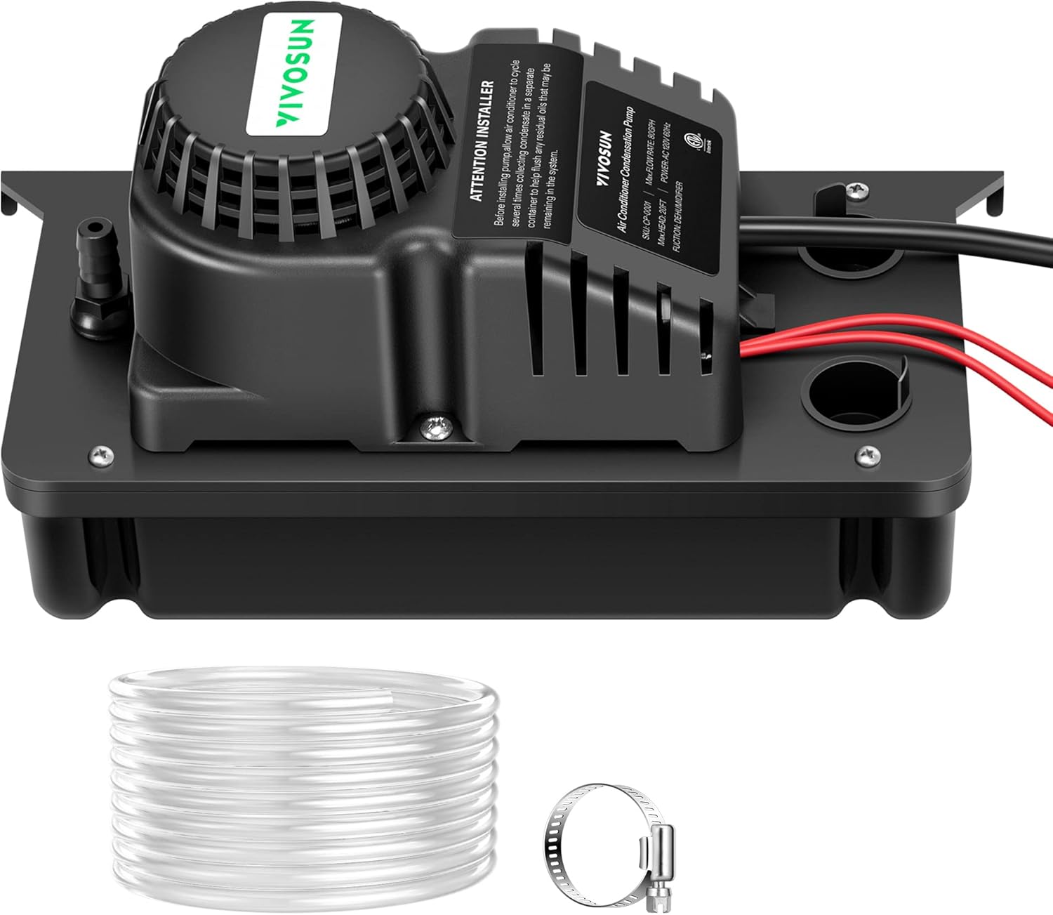 VIVOSUN Automatic Condensate Removal Pump, 115 Volts/60Hz, 80GPH, 1/30 HP with Safety Switch and Tubing for Air Conditioners, Dehumidifiers, Ice Machines, Furnaces, Black