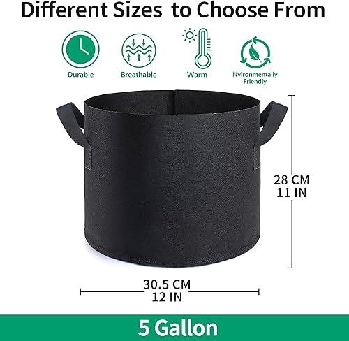 Miniatura 2 de Bolsas de cultivo de 5 galones, paquete de 6, macetas de tela de 5 galones, bolsas de cultivo premium de 5 galones para un crecimiento saludable de