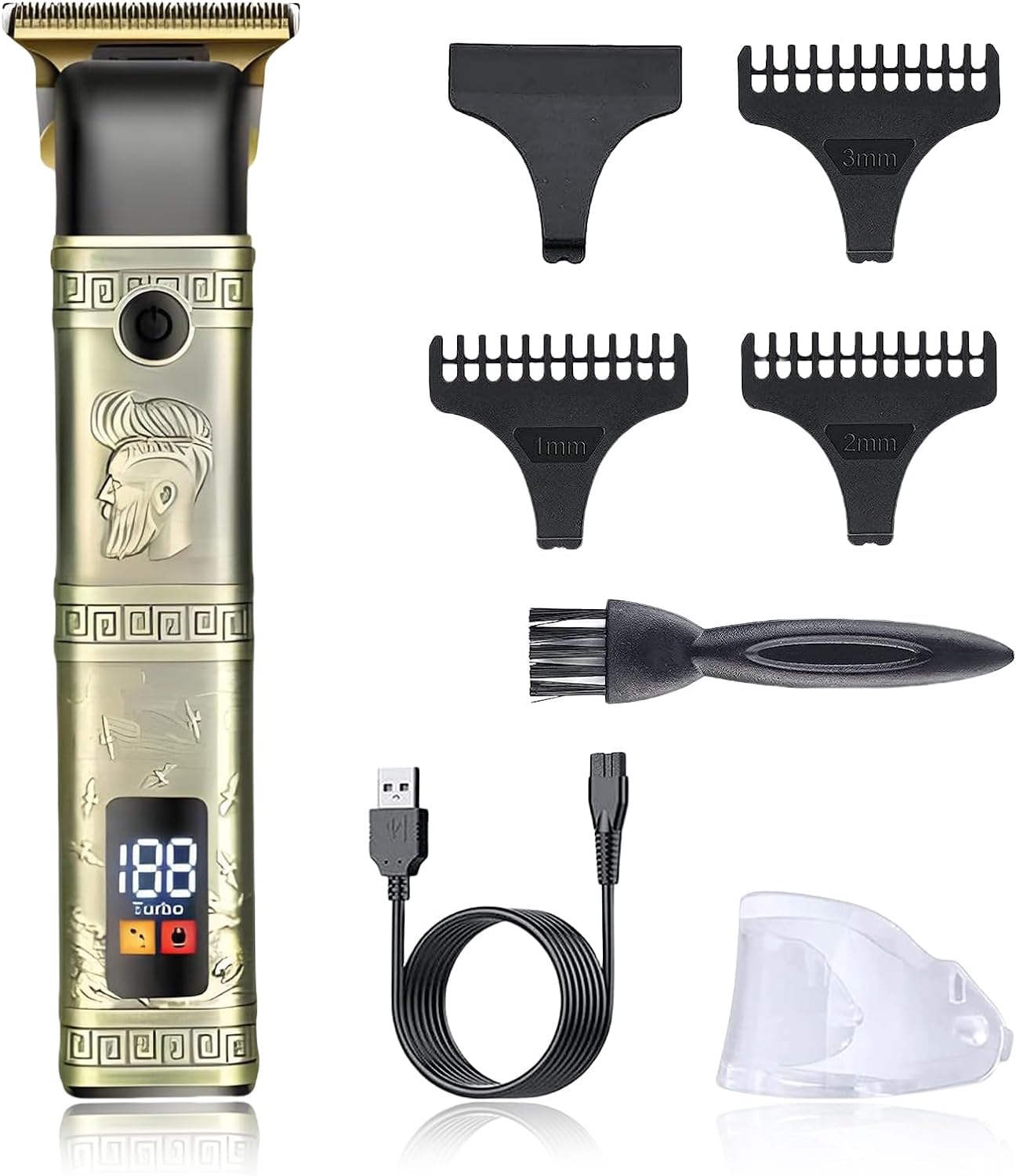 Laspi Maquina Cortar Pelo Profesional,Cortapelos Hombre Maquinilla Cortar Pelo Profesional Recortadora de Pelo con Pantalla Digital LCD Recortadora Maquina de Cortar el Pelo Ideal para Contornos