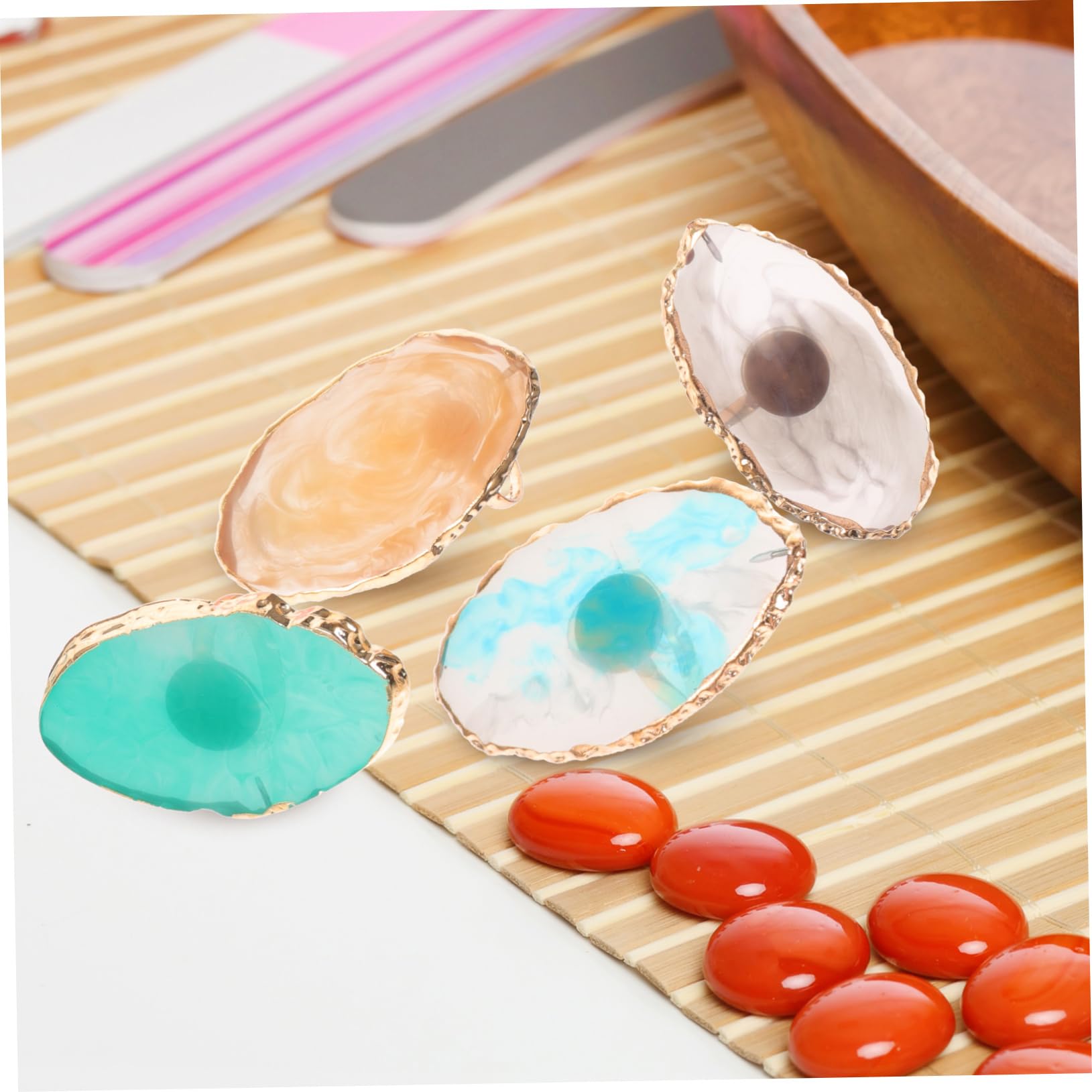 Beaupretty 30 Piezas Paleta de Anillos Placa de Color del Anillo de Dedo Paleta de Arte de uñas Esmalte de uñas Rings paletas de Anillos de manicura paletas de Arte de uñas de Anillo Cristal