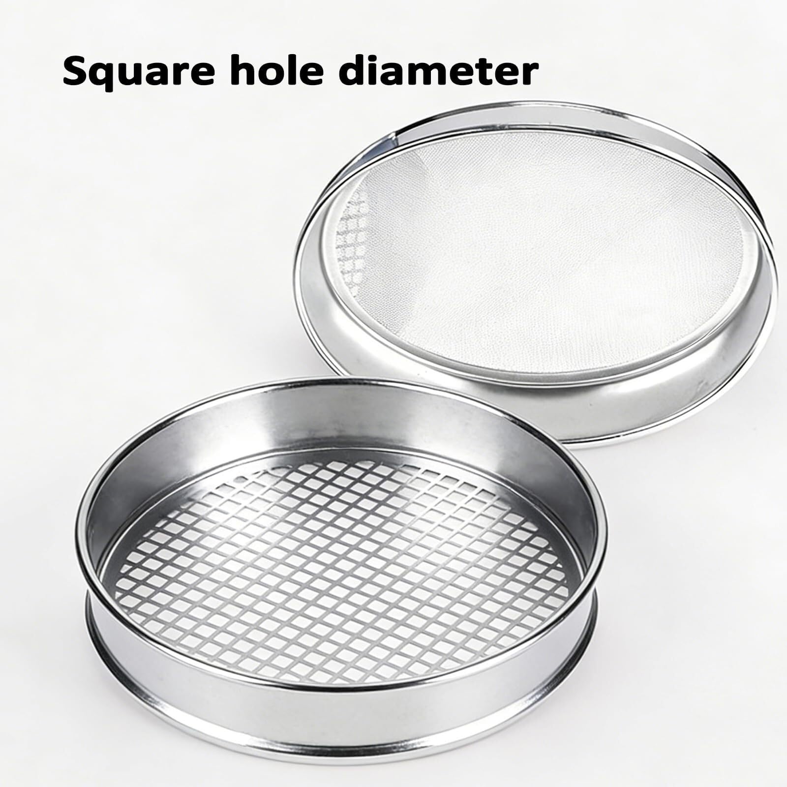 Setaccio per pietra per test di laboratorio, set di setacci in acciaio inossidabile da 30 cm con coperchio e base, apertura 0,075-9,5 mm/2,36-90 mm per terreno, compost