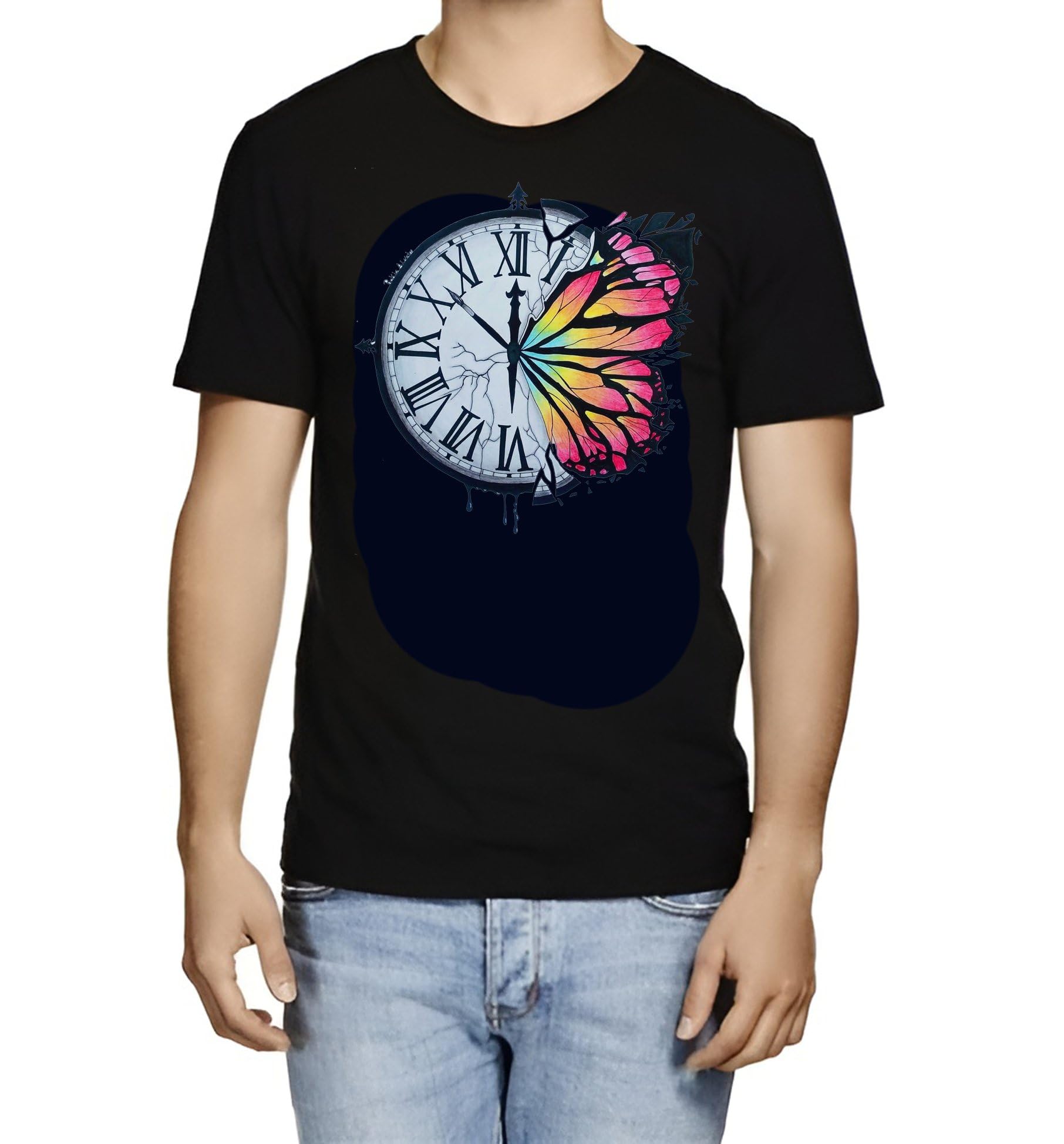 Men’s Black T-Shirt | Cotton Blend Round Neck Short Sleeve T-Shirt | Regular Fit Casual Wear for Daily Use | Text and Graphic Printed Comfortable Men’s Clothing | Design 204B-image-37
