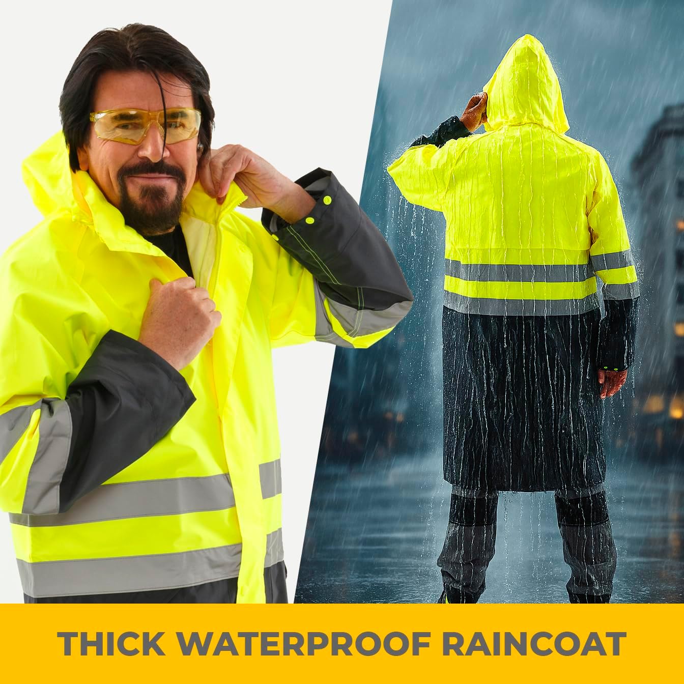 Safety Raincoat ALBATROSS PLUS Long Hooded Waterproof Emergency Rain Jacket Poncho for Men Women Adults - Image 2