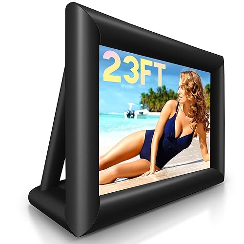 SYMMKI 23Ft Inflatable Projector Screen for Outside 276In Blow Up Projection Screen Outdoor with 480W Blower - Perfect for Outdoor Theater, Backyard Movie - Pantalla Inflable para Proyector - 23FT